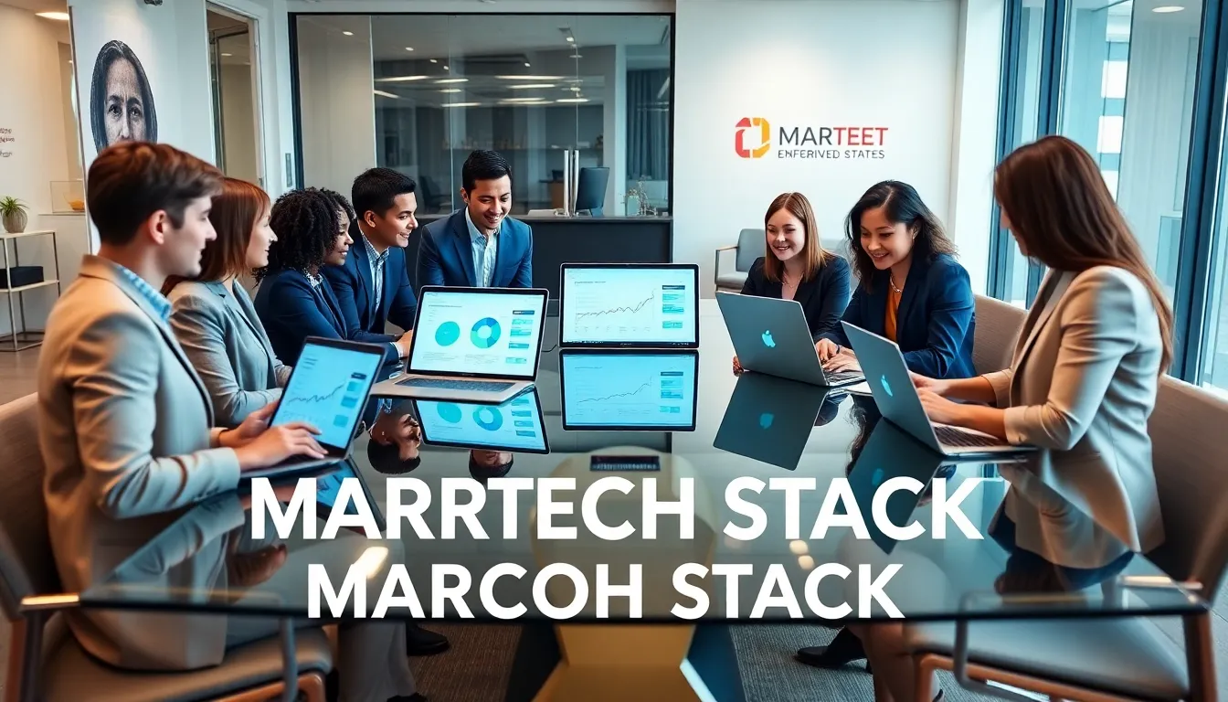diverse marketing team discussing their Martech stack in a modern office