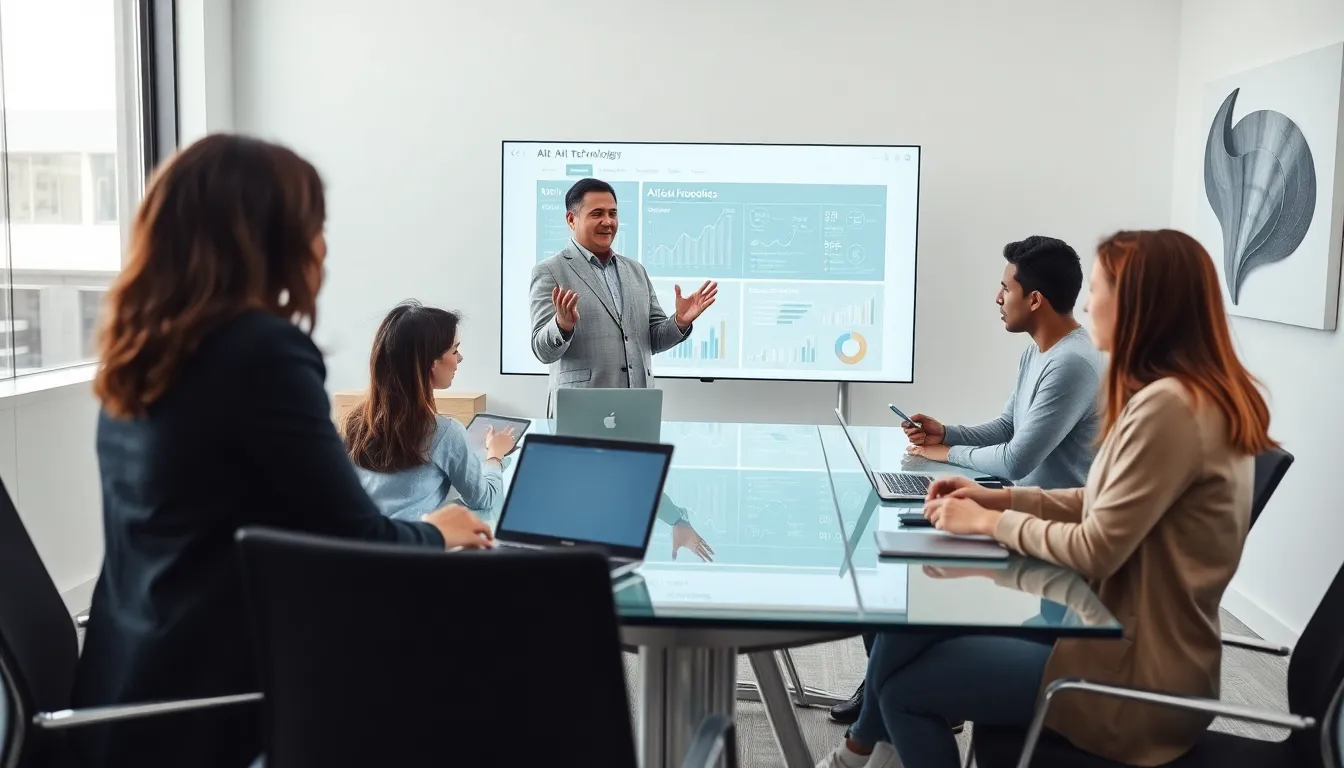diverse team discussing emerging technologies in a modern office.